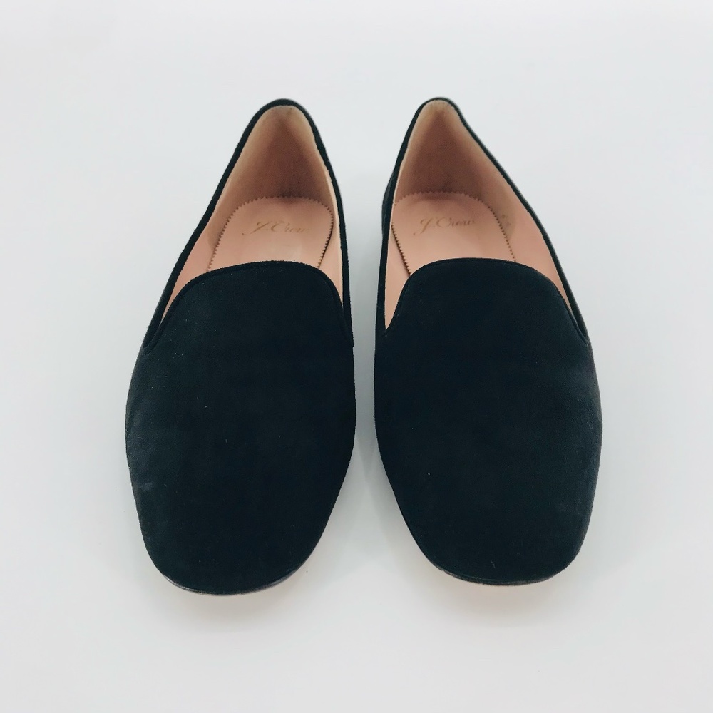 J Crew Suede Flat Loafers Black Size 7